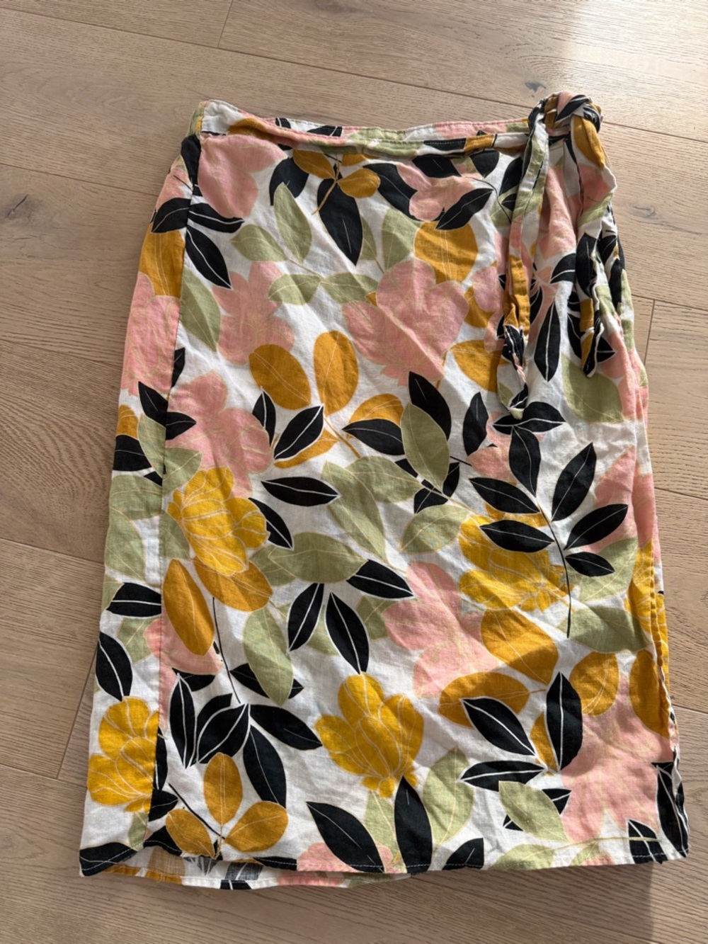 Rachel Zoe Linen Skirt Midi Floral Wrap Women's Size XL Pull On Bohemian Beach